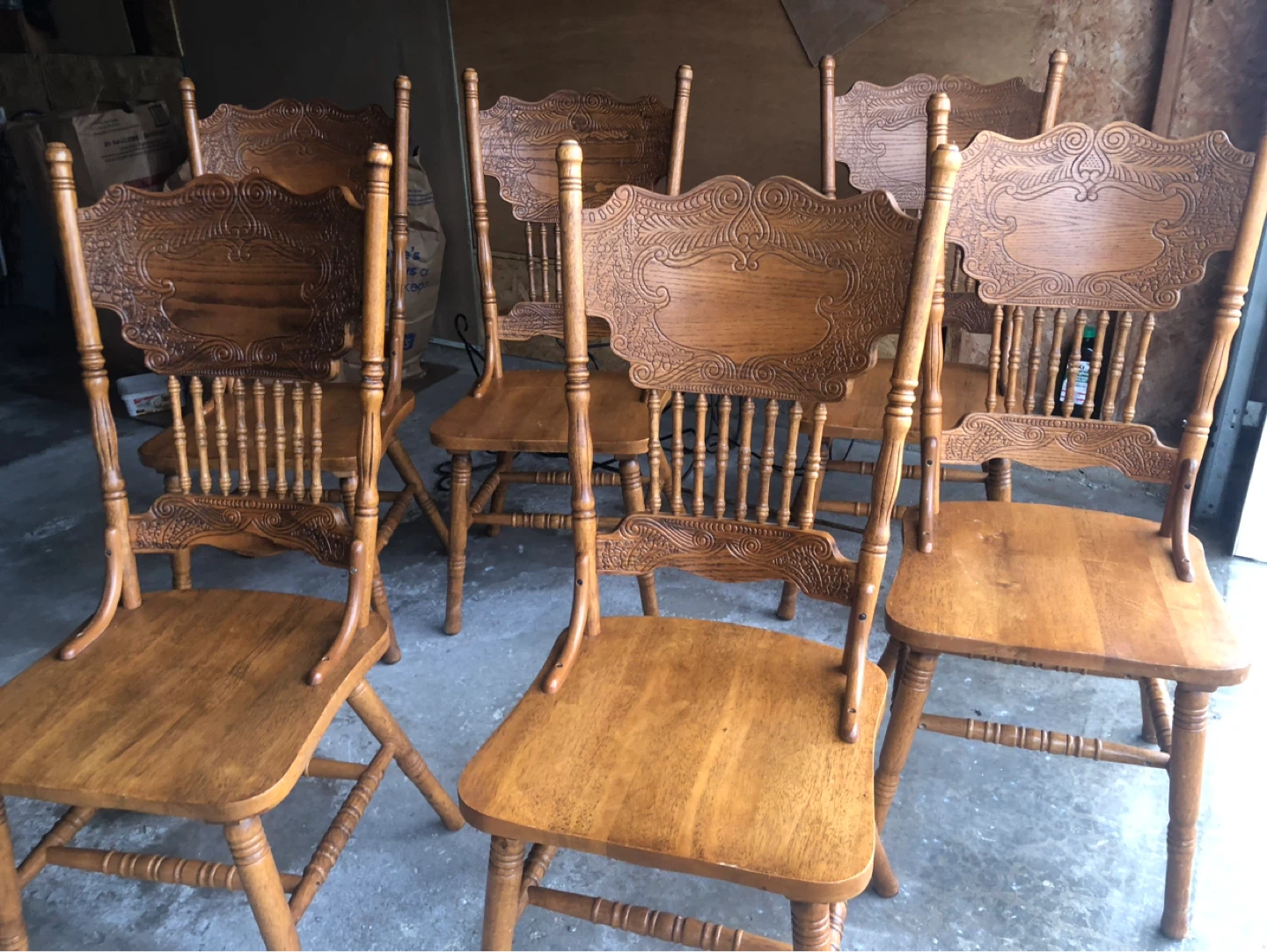 Vintage Wood Dining Chairs (Set of 6)