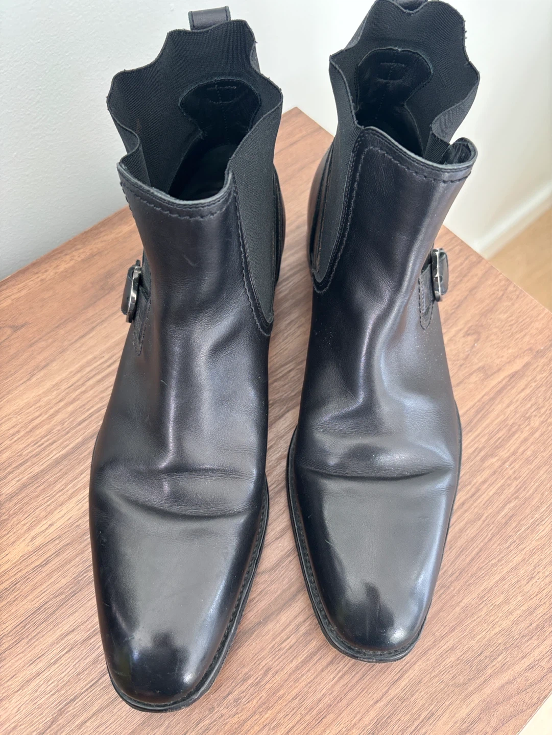 Salvatore Ferragamo Black Leather Chelsea Boots Size 10