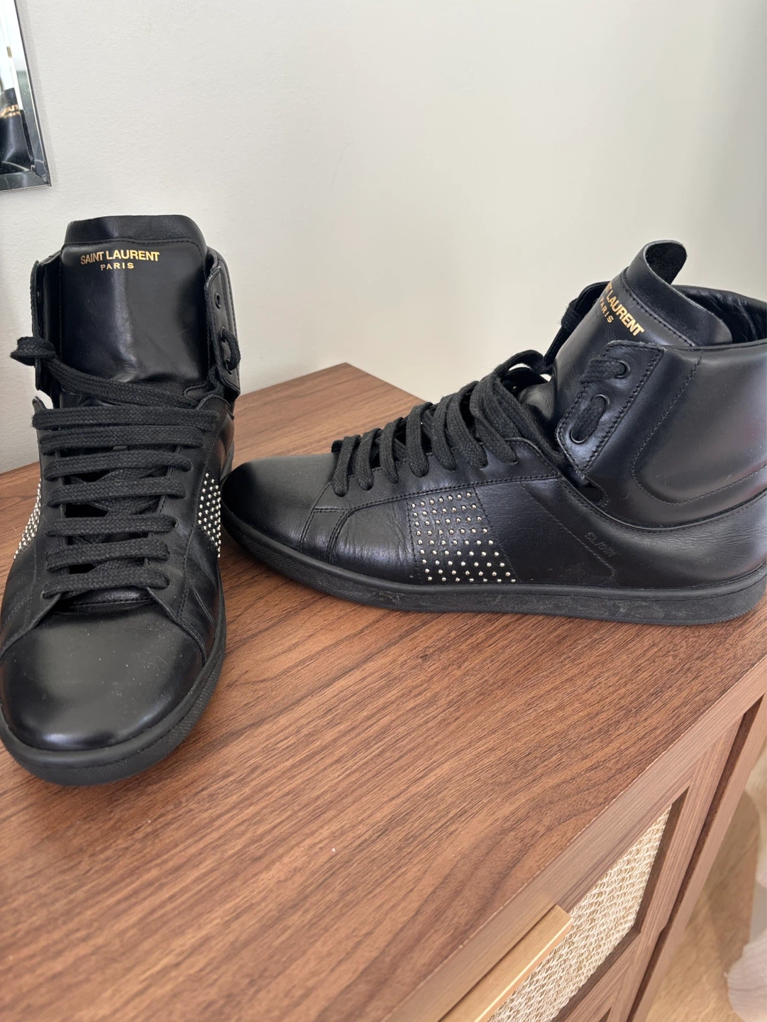 Saint Laurent Paris Studded High Top Sneakers - photo 2