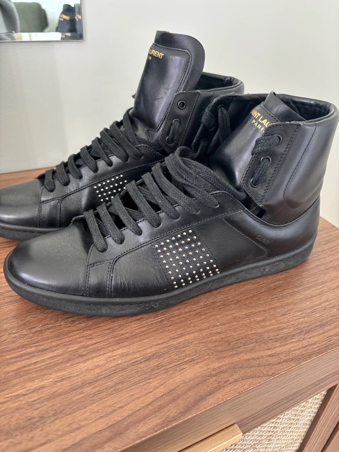 Saint Laurent Paris Studded High Top Sneakers - photo 3