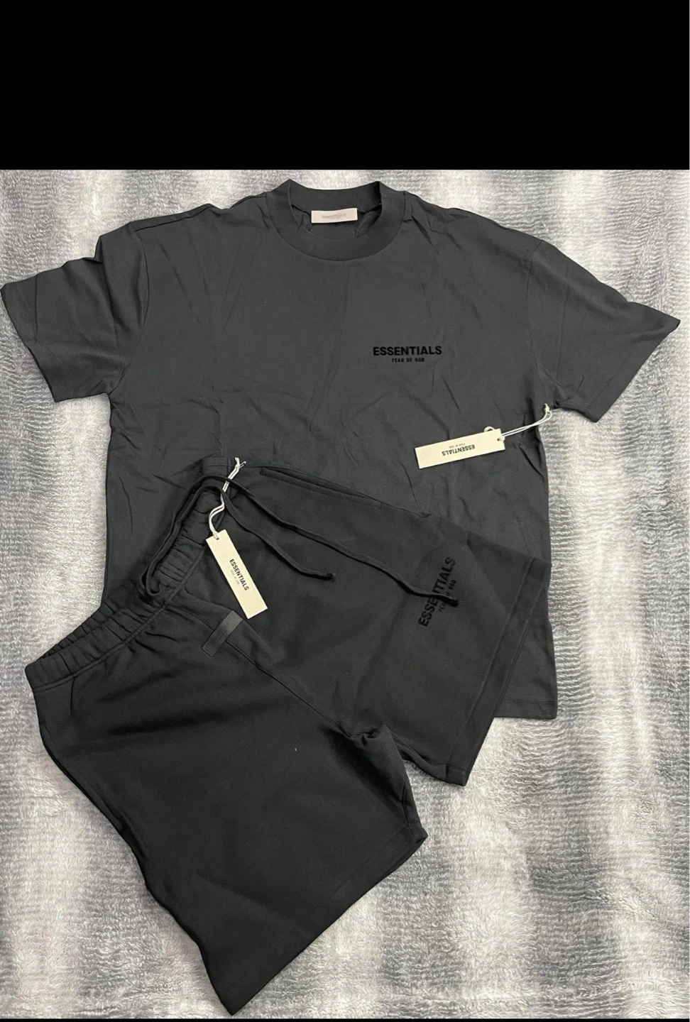 Essentials Fear of God Black T-Shirt and Shorts Set