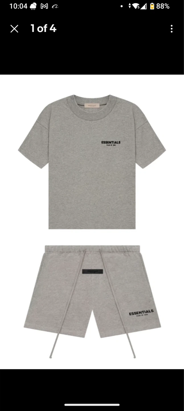 Fear of God Essentials Grey T-Shirt and Shorts Set