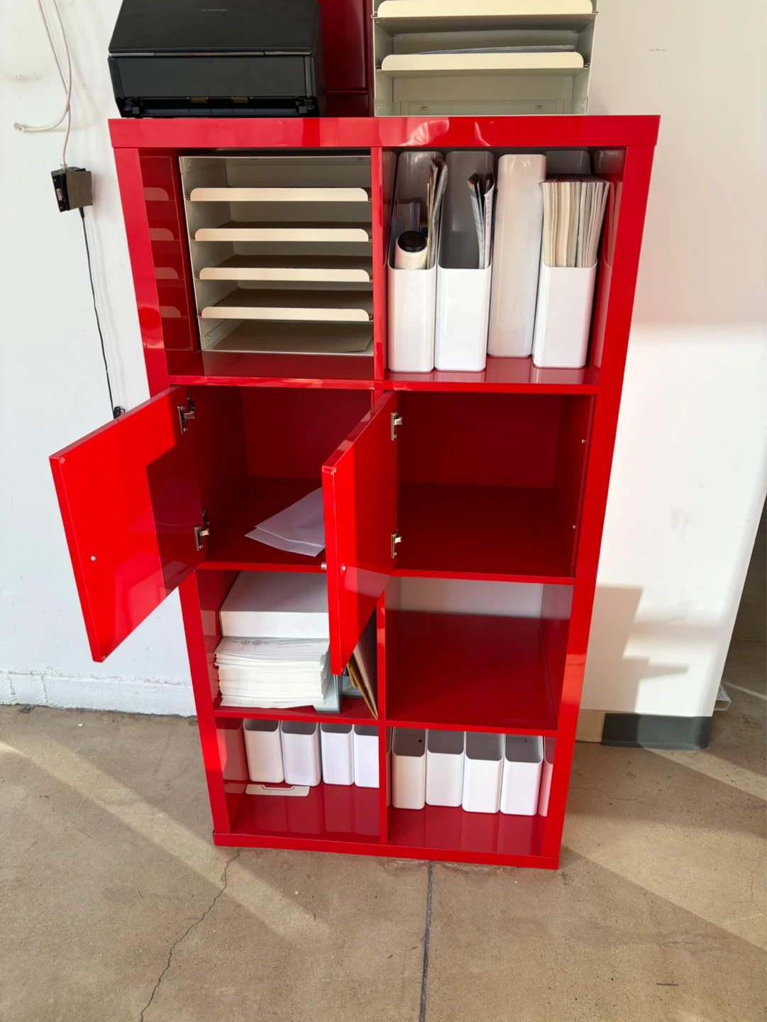 Red Storage Organizer Shelf Unit