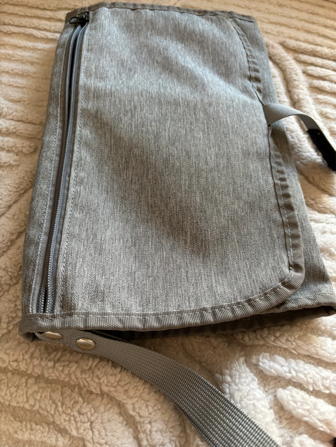 Baby changing pad - Grey Zippered Pouch with Strap