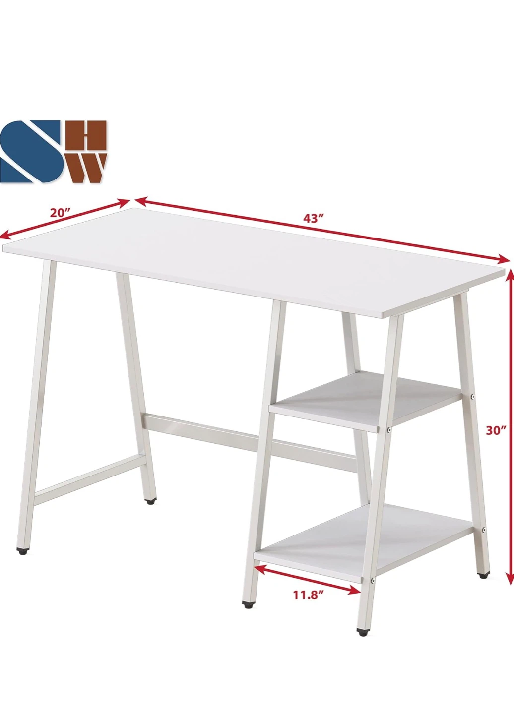 White 2-Tier Desk - photo 2