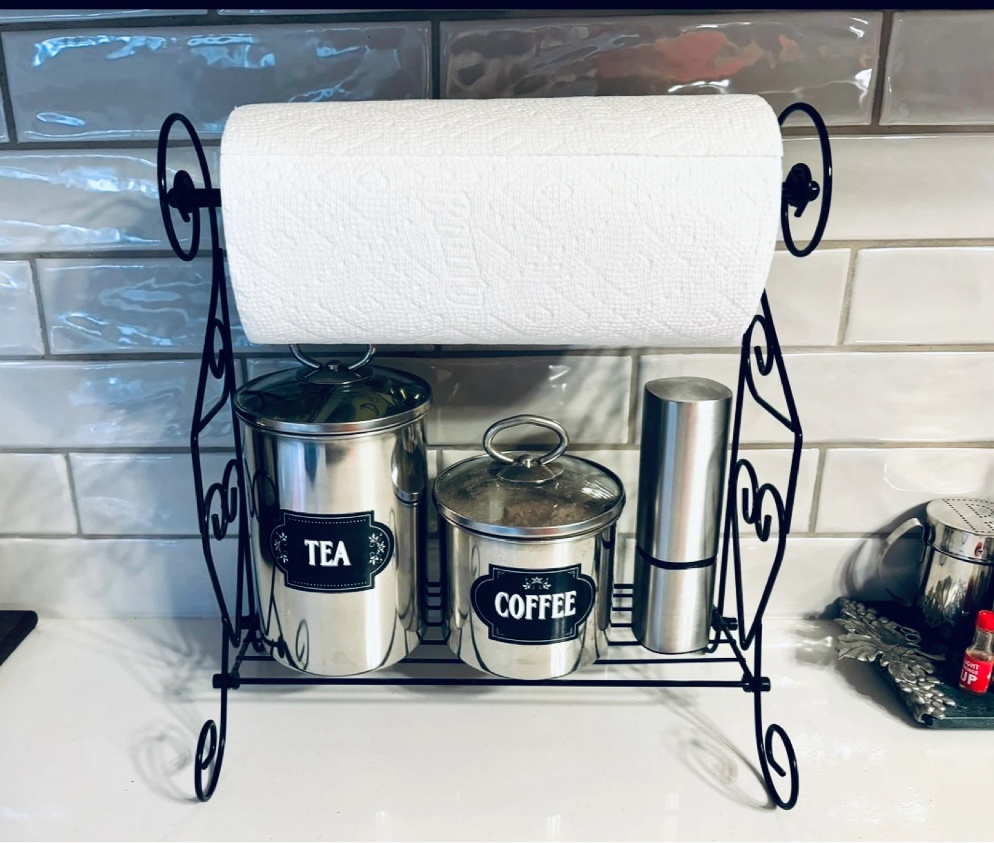 Black Metal Countertop Kitchen Organizer Stand
