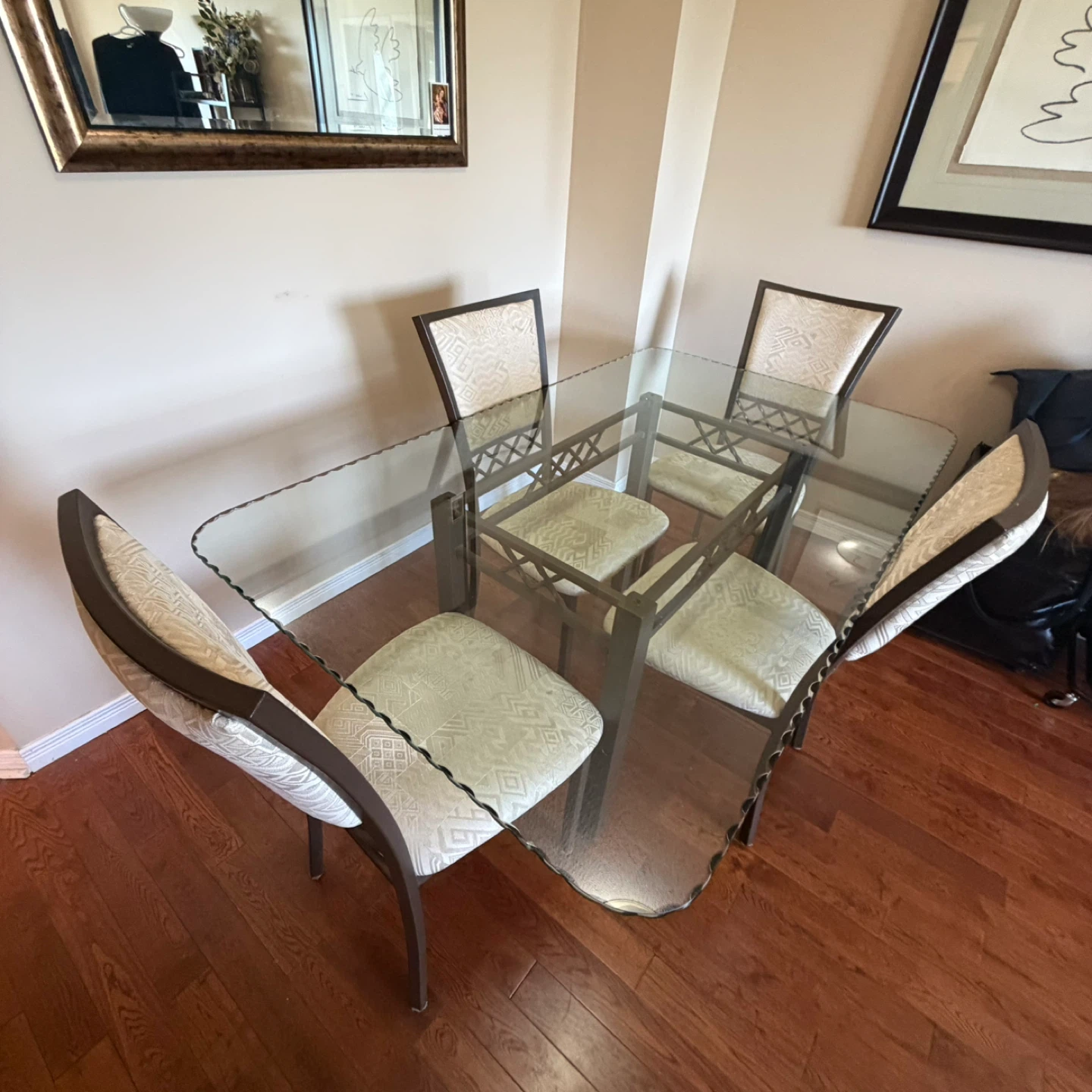 Glass Dining Table Set with 4 Chairs