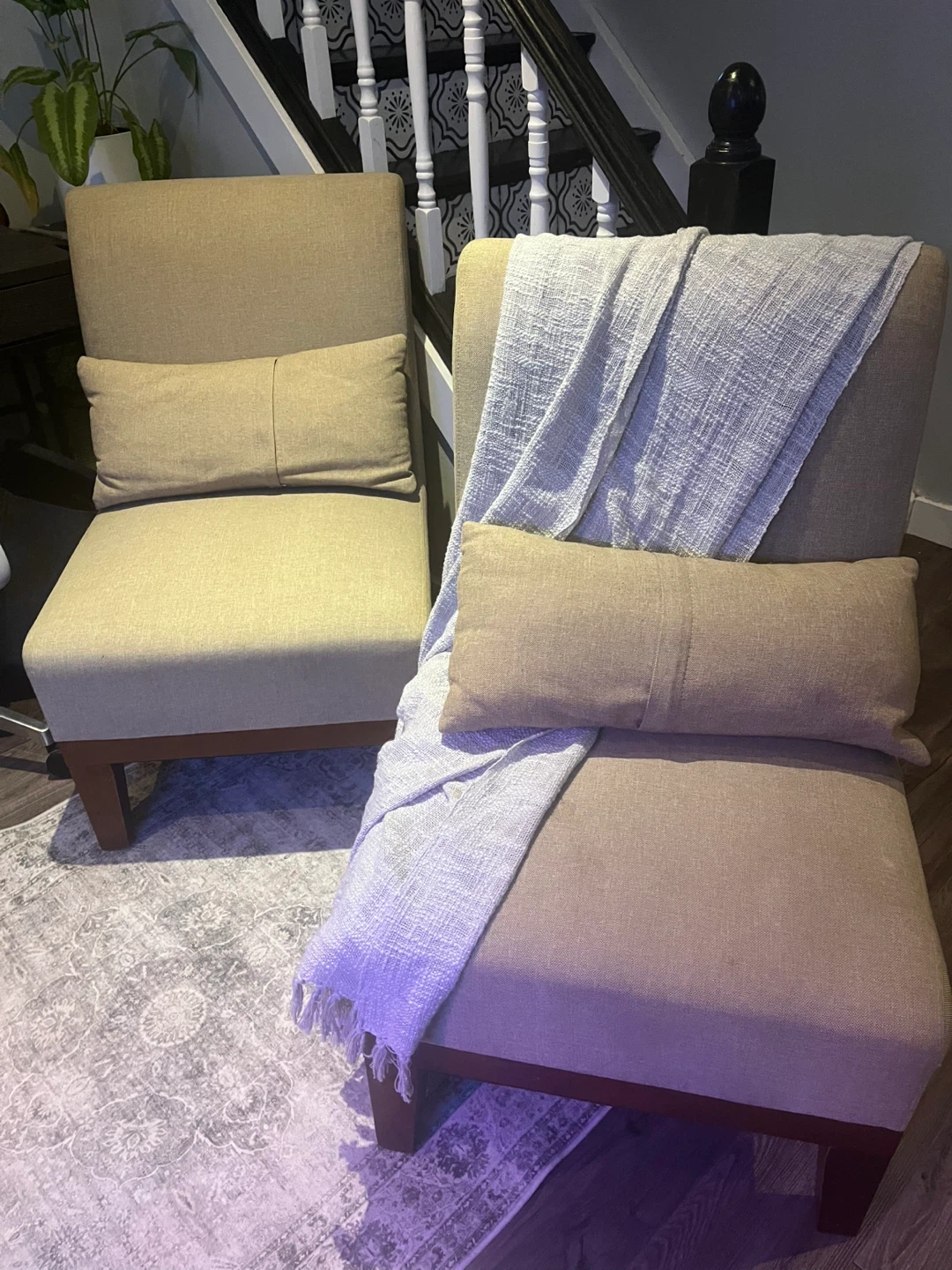 Set of Accent Chairs with Lumbar Pillows