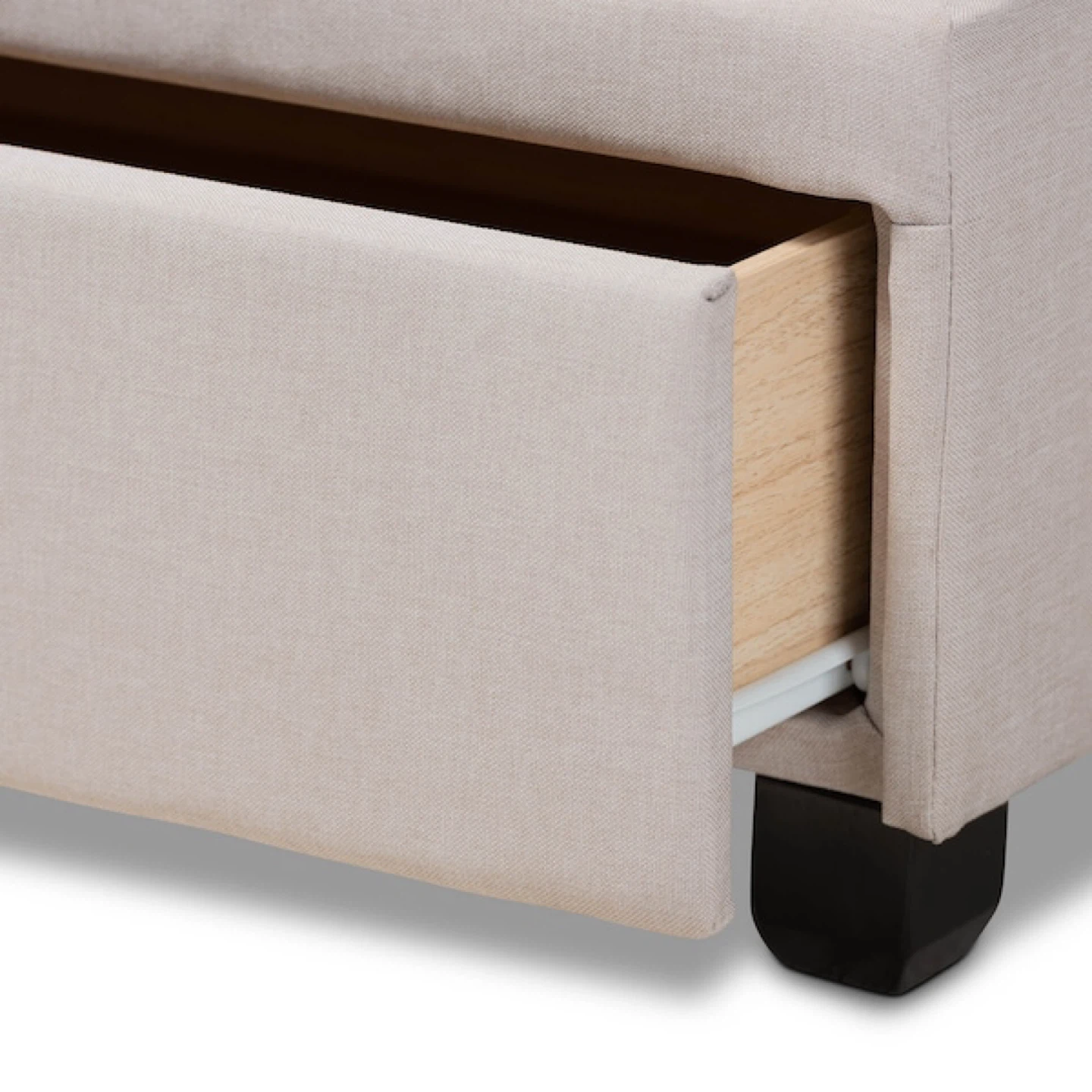New Queen Size Beige Upholstered 2 Drawer Platform Storage Bed - photo 3