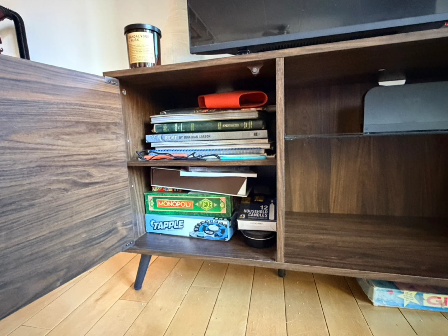 Mid-Century Modern Style TV Stand Console - Dark Walnut Finish - photo 3