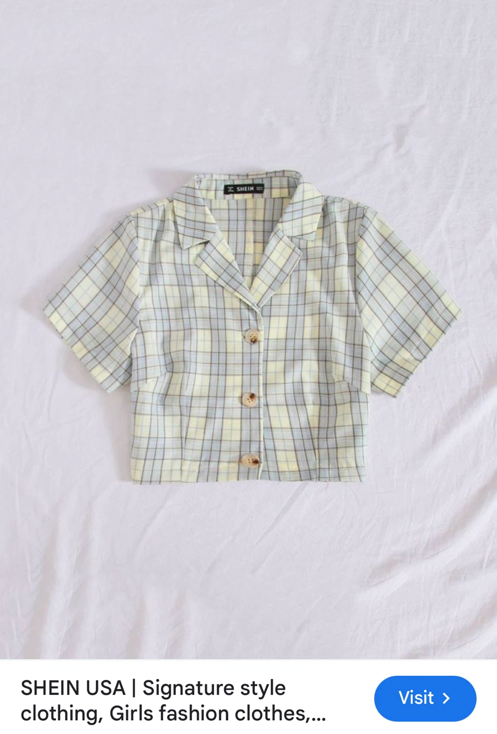 SHEIN Plaid Button-Up Blouse - Size S - photo 2