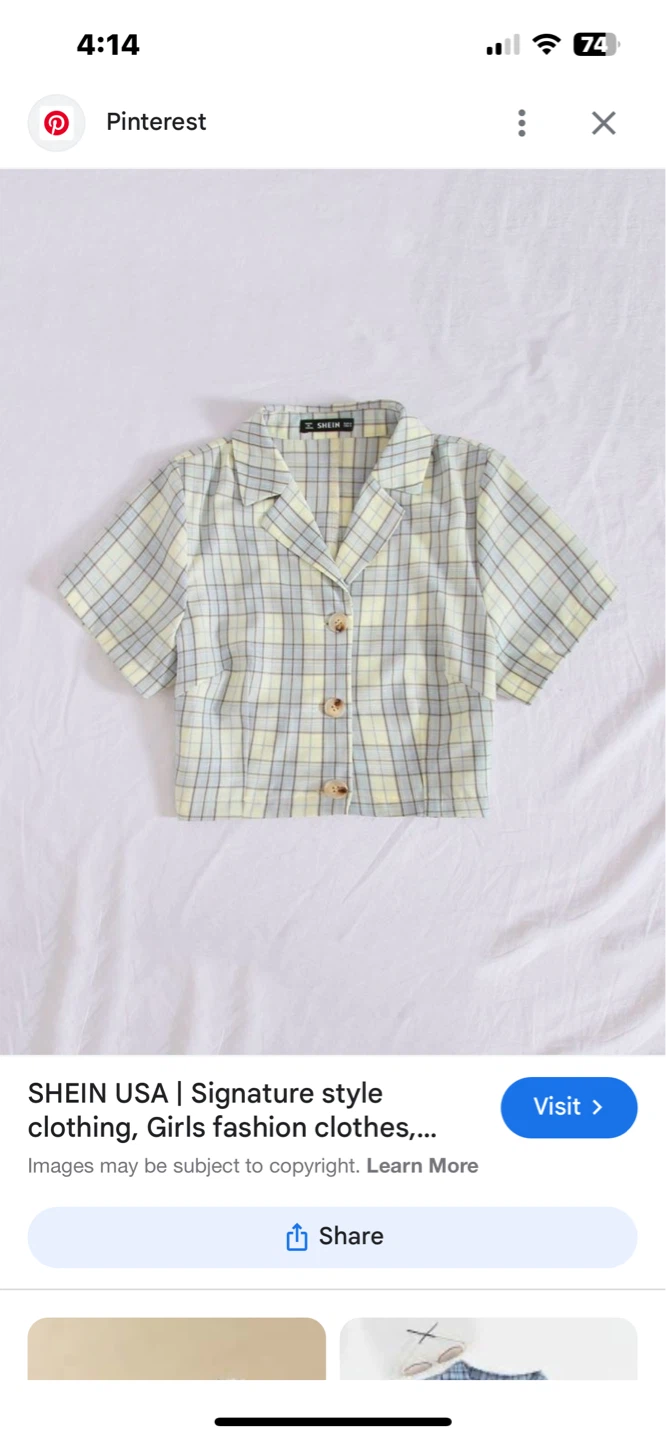 SHEIN Plaid Button-Up Blouse - Size S - photo 4