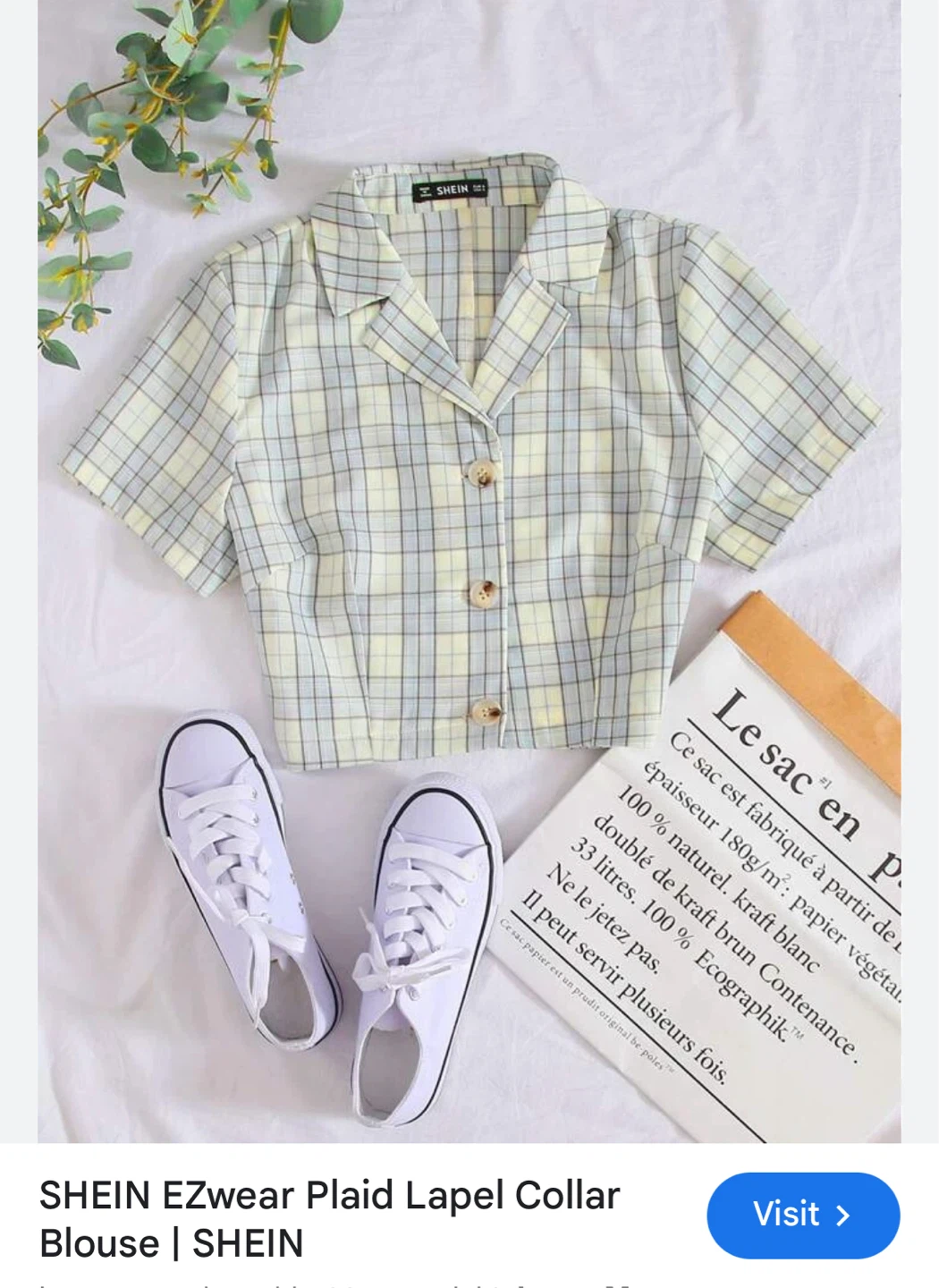 SHEIN Plaid Button-Up Blouse - Size S