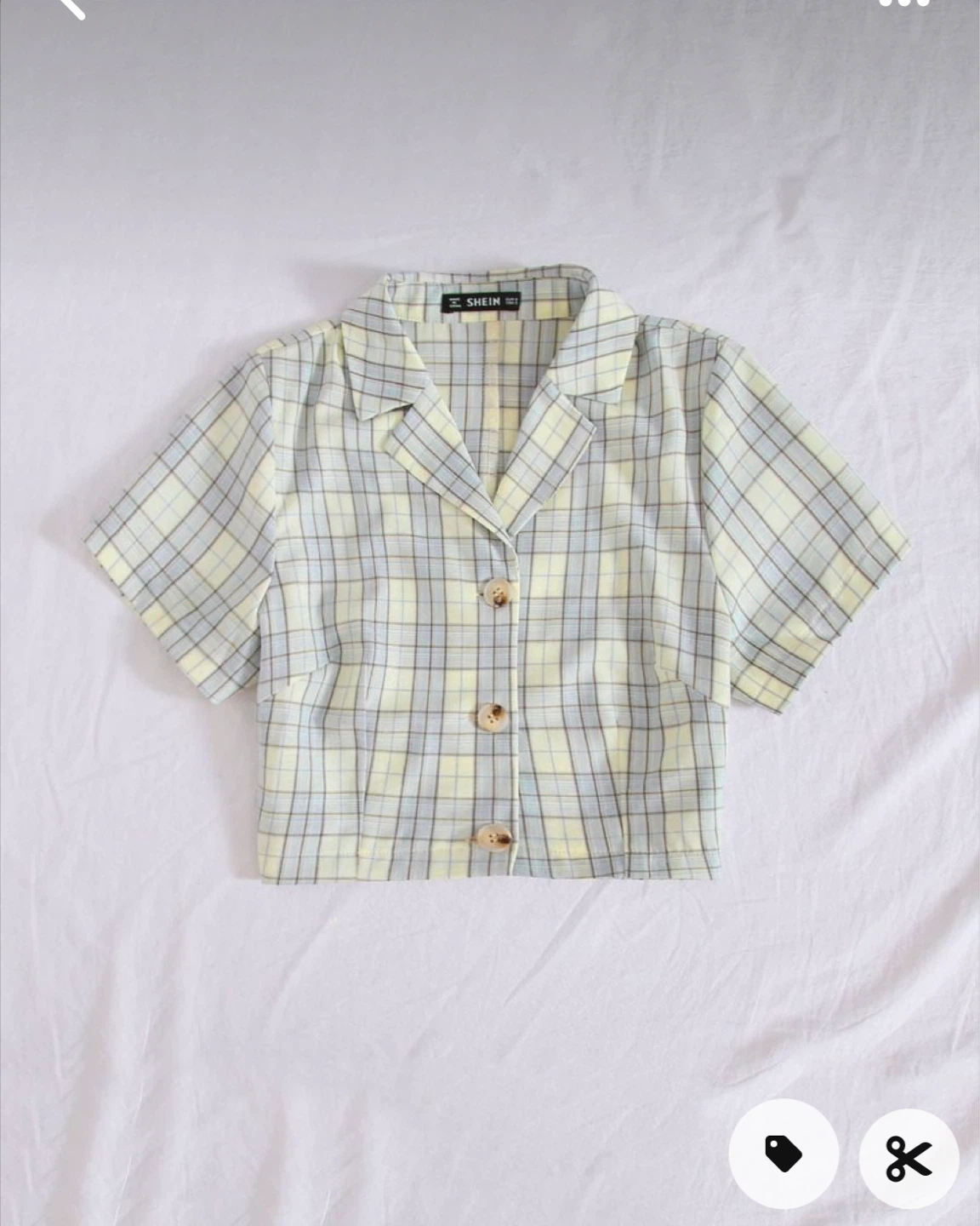 SHEIN Plaid Button-Up Blouse - Size S - photo 3