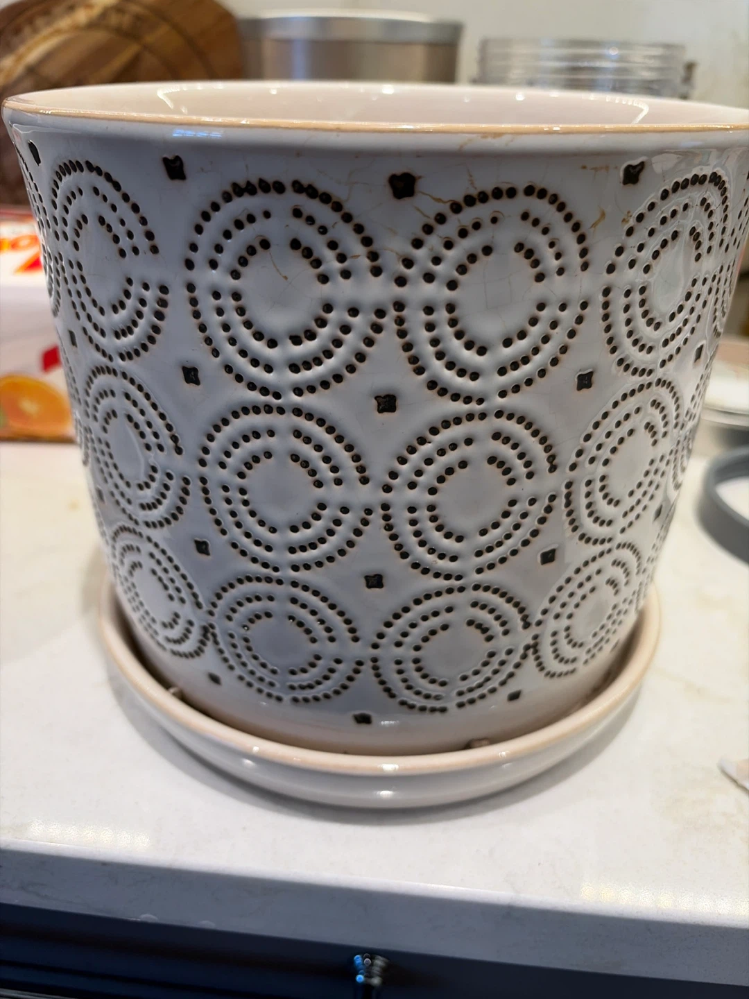 Decorative Ceramic Planter Pot with Saucer
