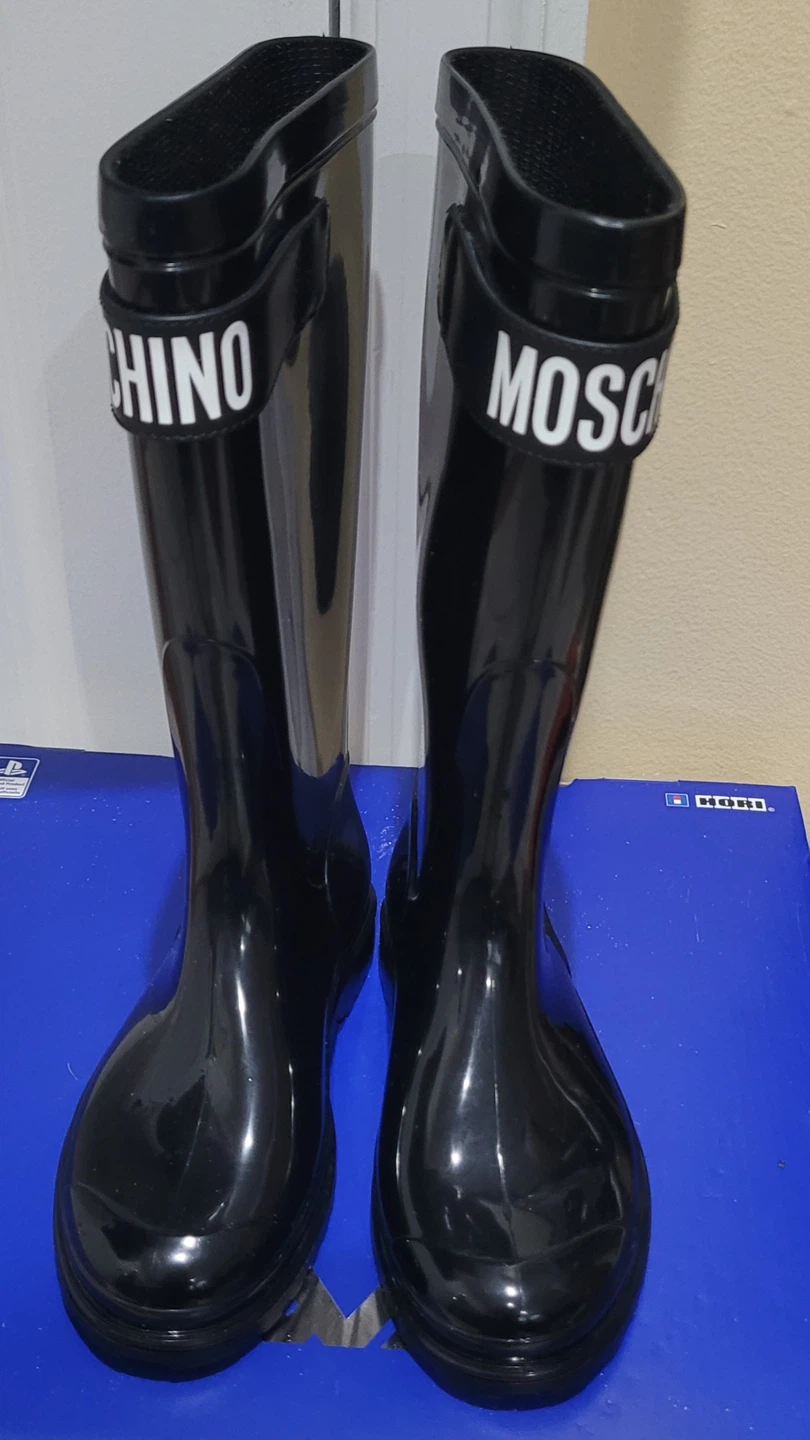 Moschino Black Teddy Bear Rain Boots