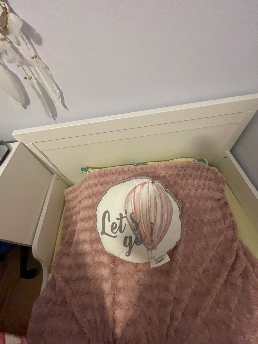 3 Pink Cloud Storage Bins & pillow and a pink bed cover throw - photo 3