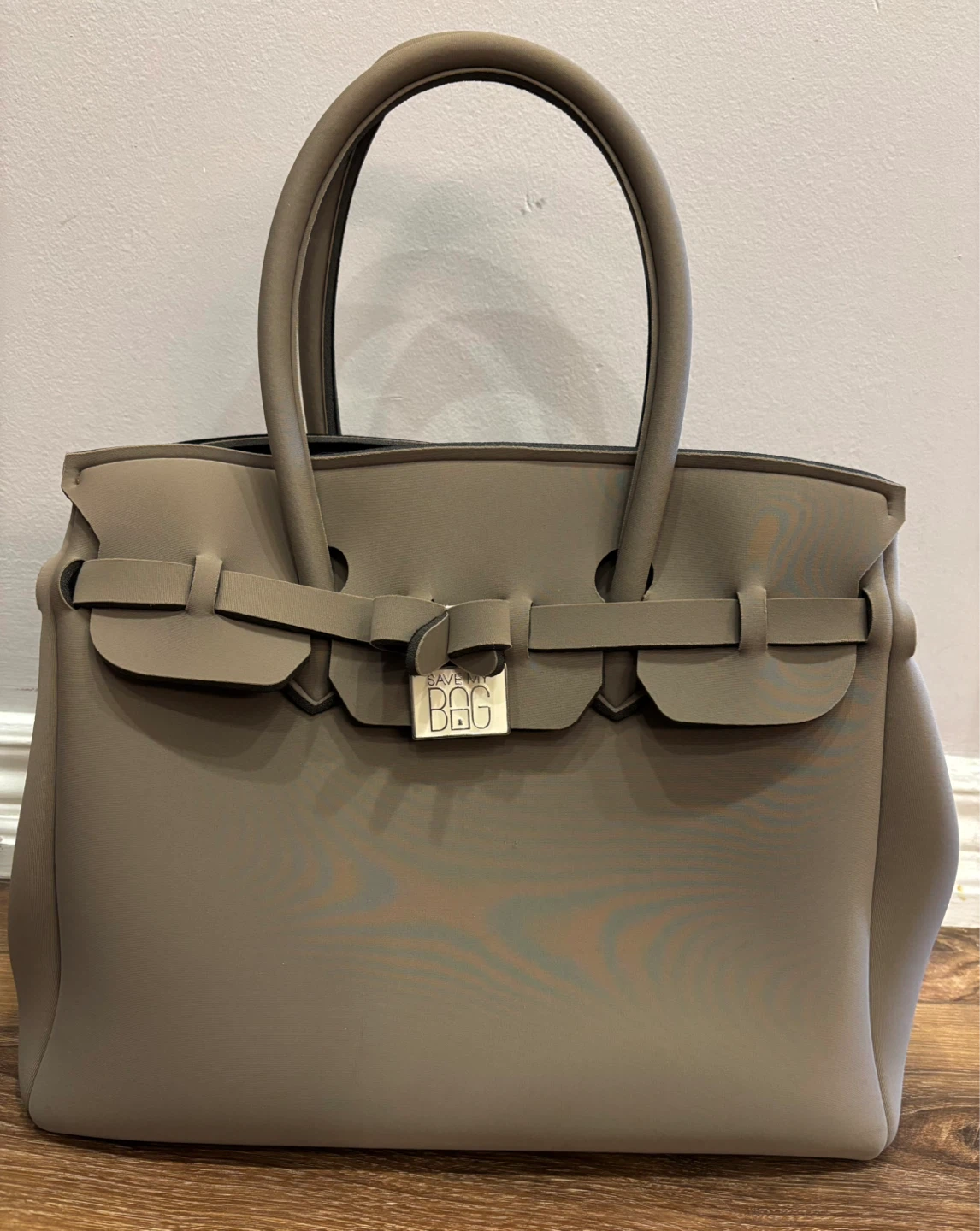 SAVE MY BAG Handbag -- Miss Plus Grey Taupe 13” VGUC