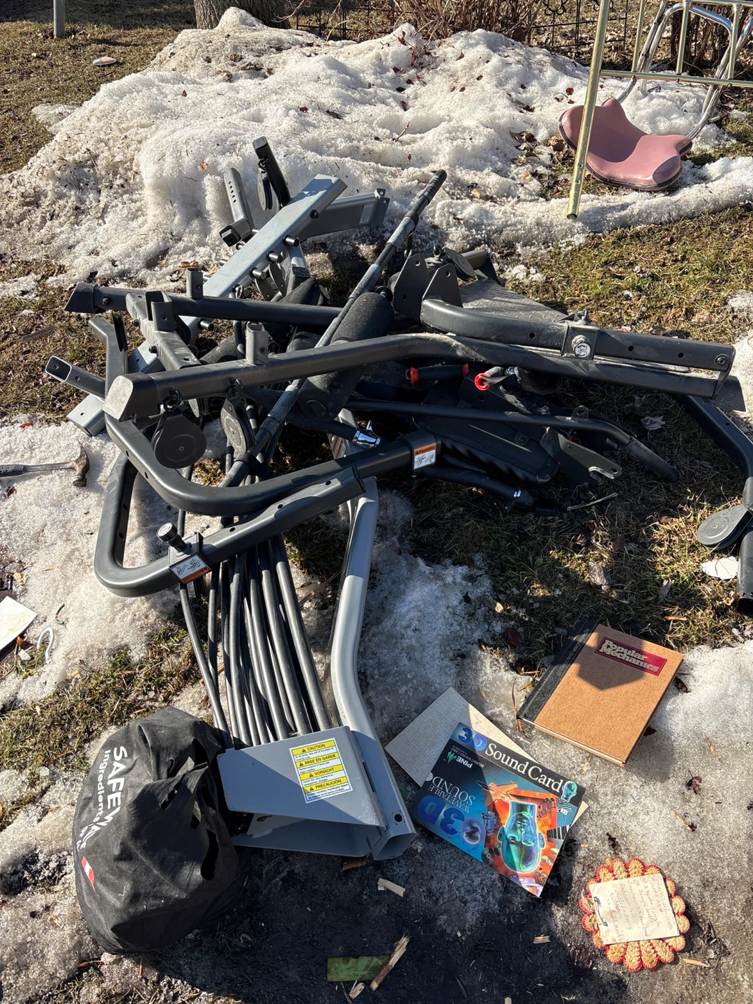 Disassembled Exercise Equipment Parts