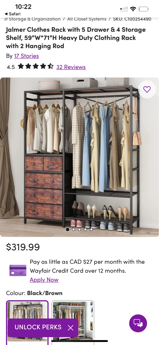 Jalmer Clothes Rack with Drawers & Hanging Rod - photo 2