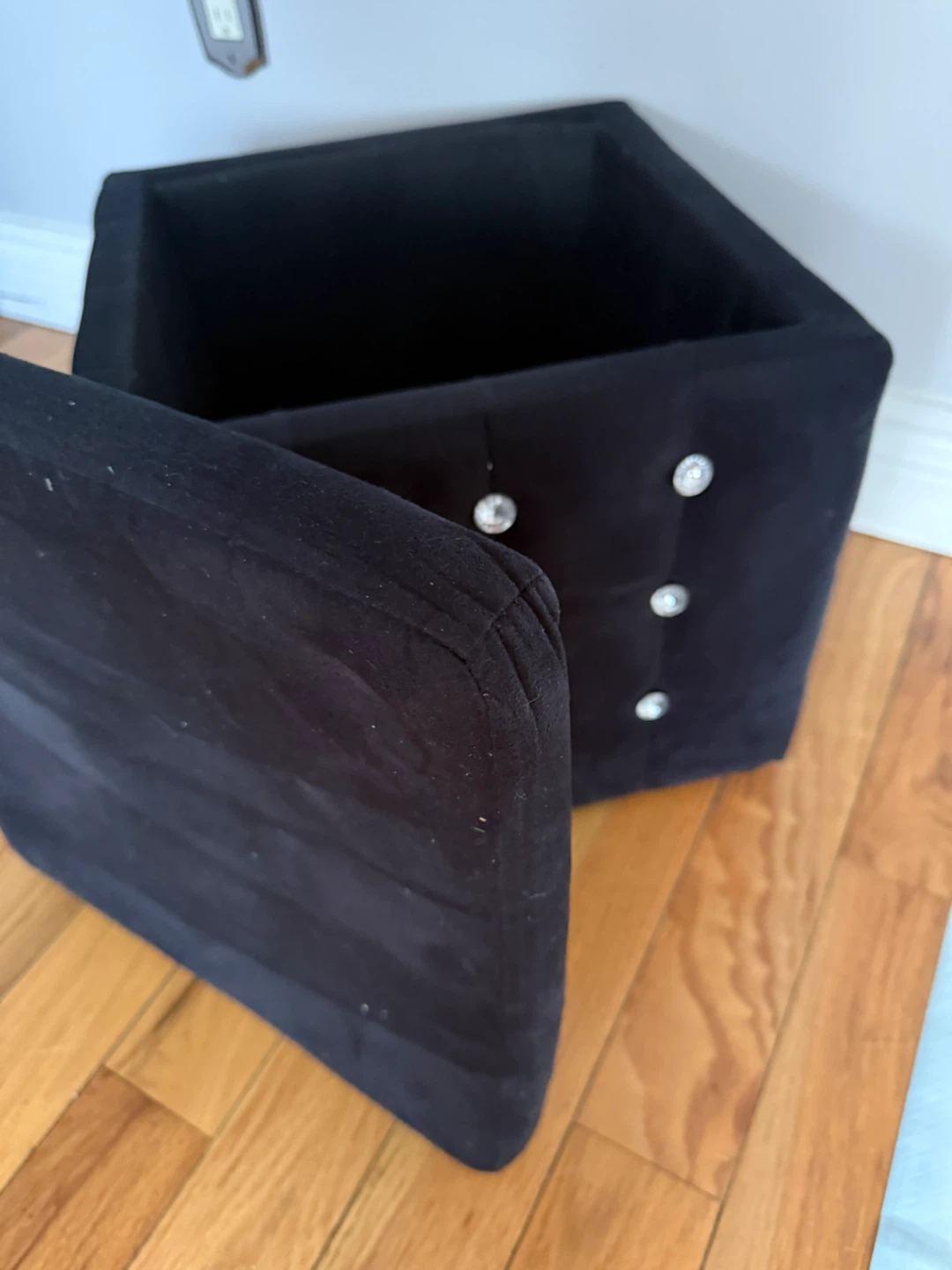 Black Storage Ottoman with Crystal Accents - photo 2