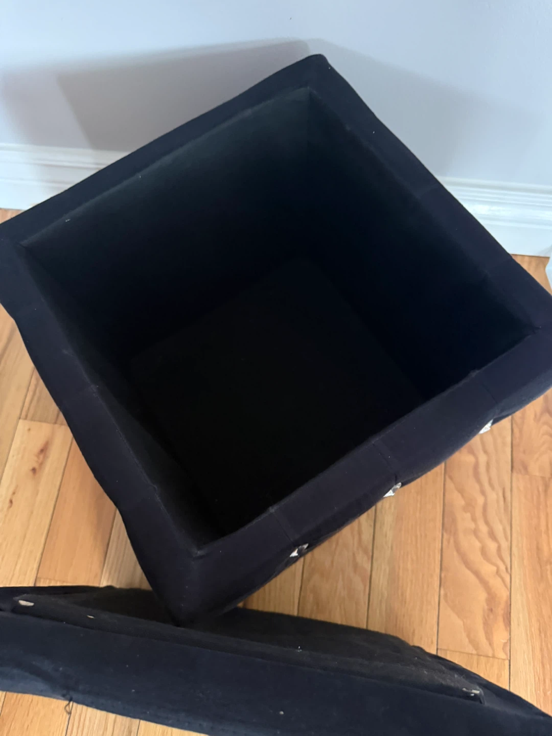 Black Storage Ottoman with Crystal Accents - photo 3