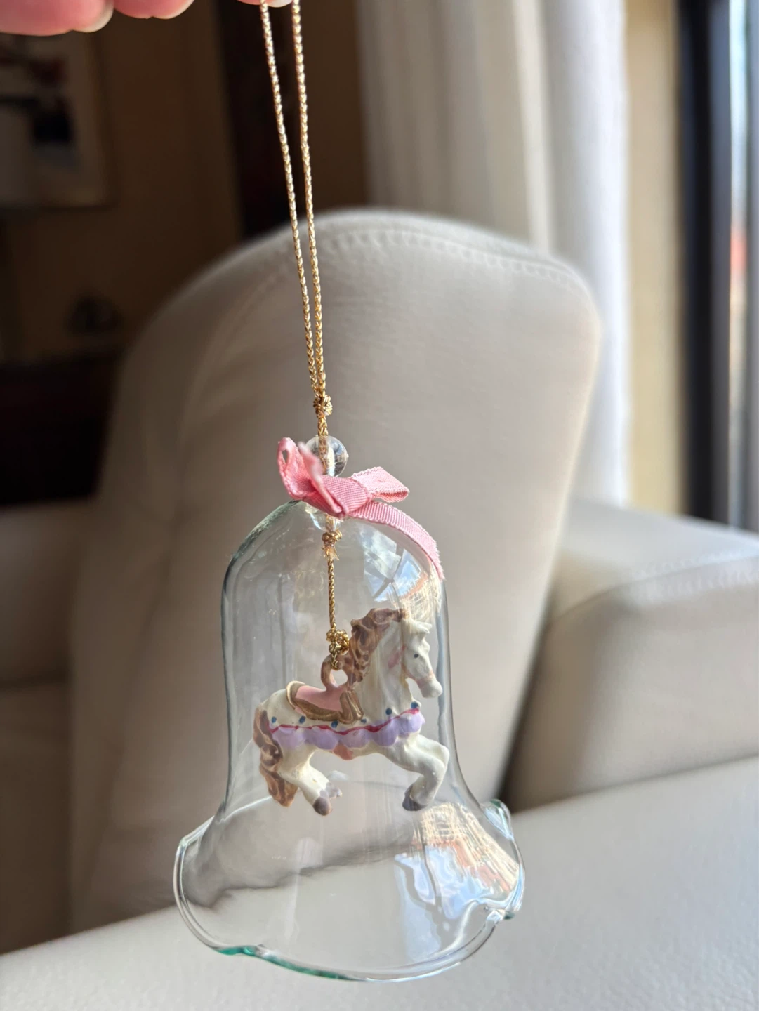 Glass Bell Christmas Ornament with Carousel Horse - photo 2