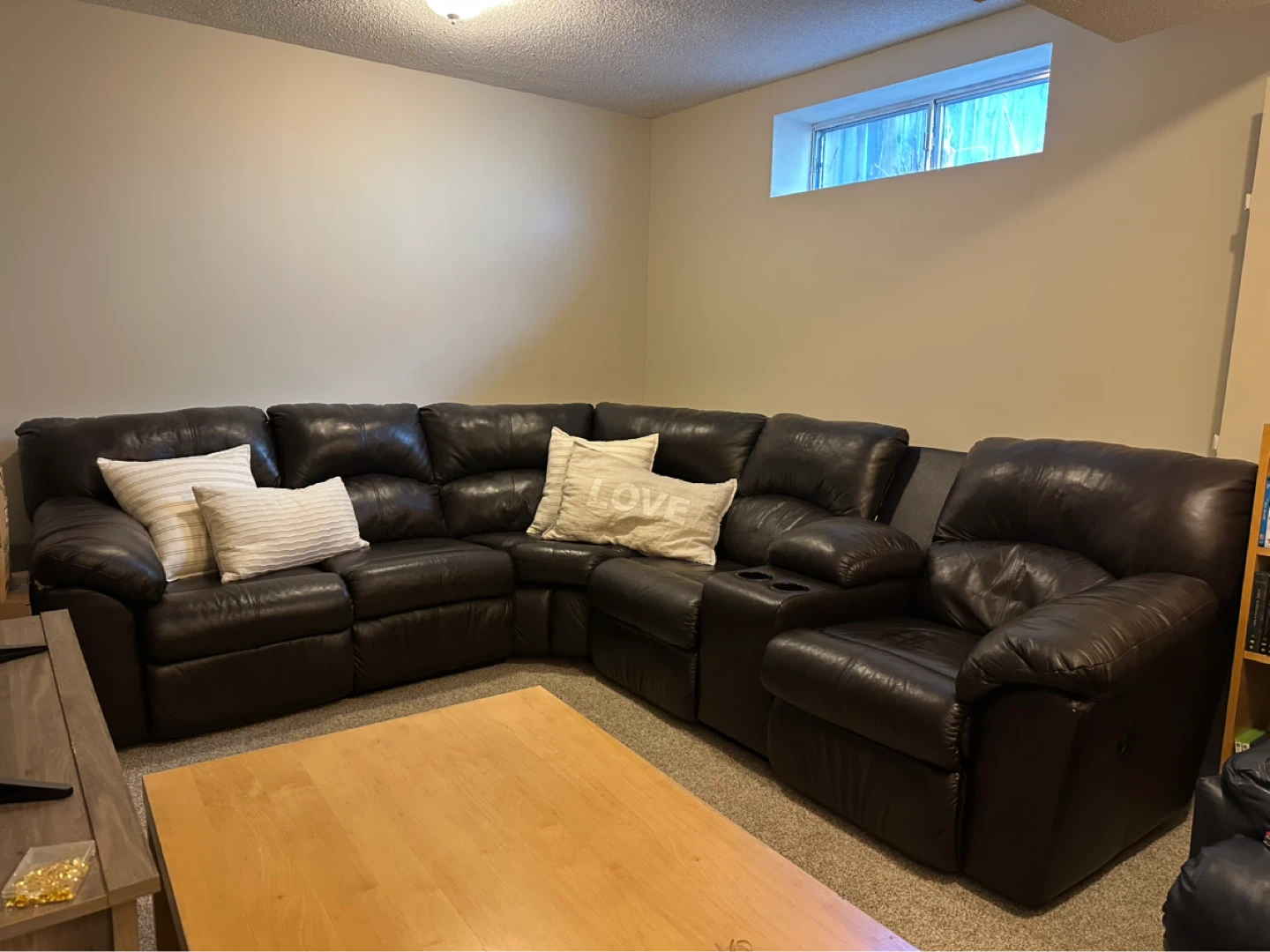 Brown Leather Reclining Sectional Sofa