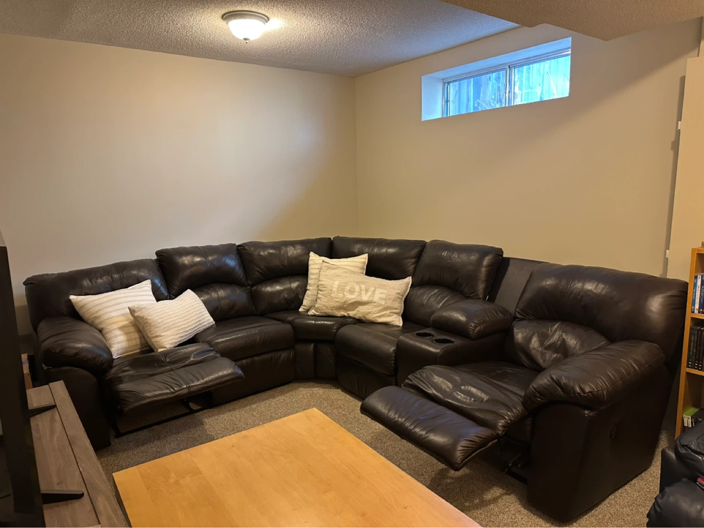 Brown Leather Reclining Sectional Sofa - photo 2