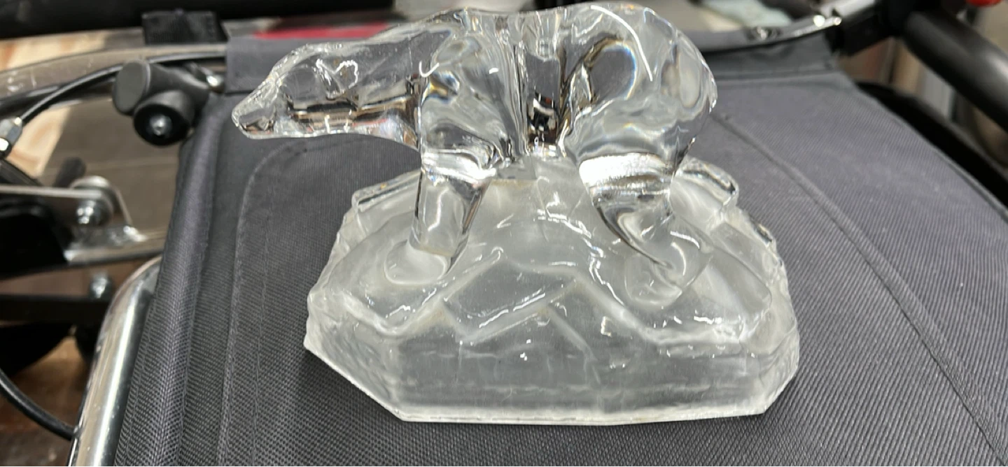 Clear Glass Polar Bear Figurine on Iceberg - photo 3