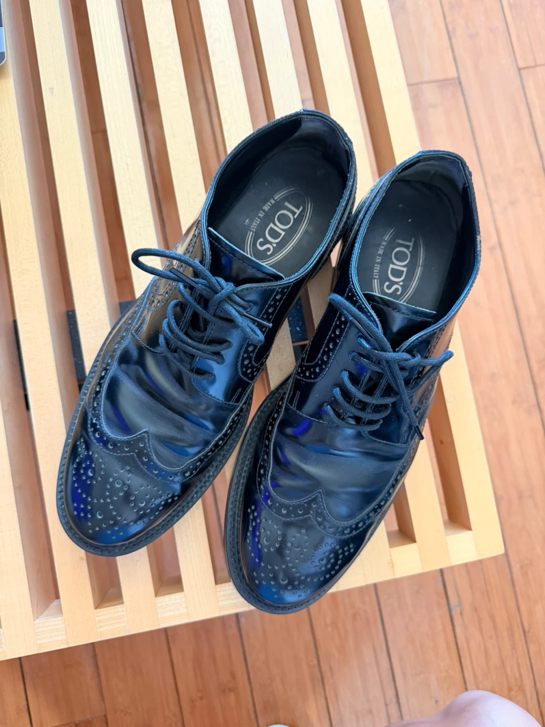 TOD'S Black Patent Leather Wingtip Brogues size 38 - photo 4
