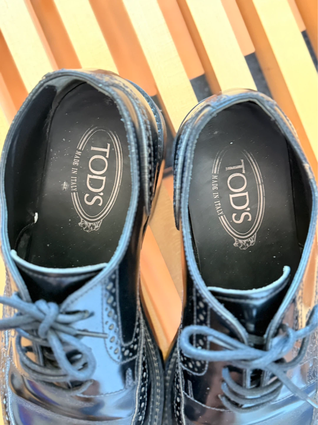 TOD'S Black Patent Leather Wingtip Brogues size 38 - photo 5
