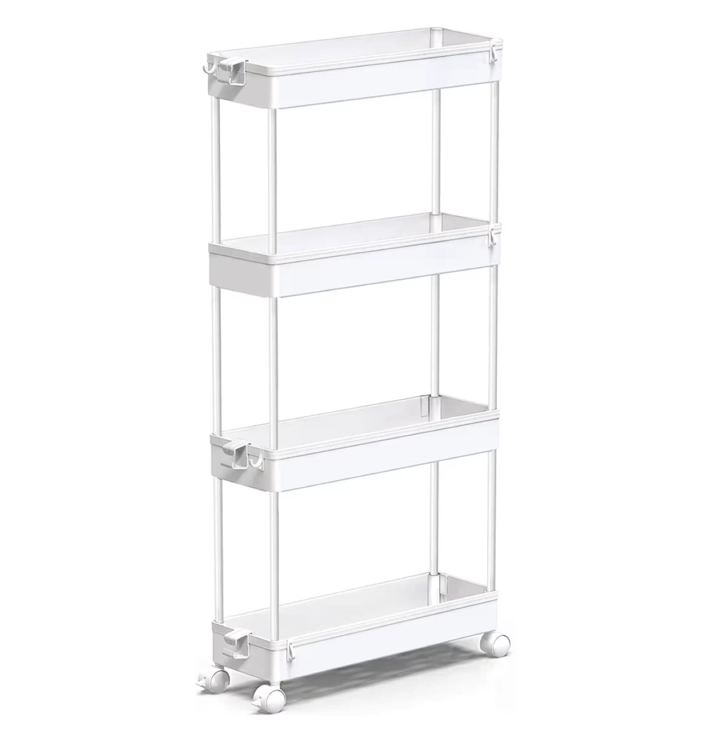 White 4-Tier Slim Storage Cart with Wheels