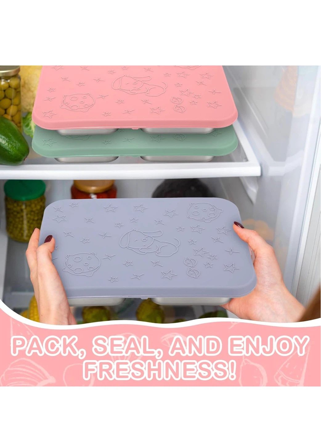 Stainless Steel Divided Bento Box with Silicone Lid - photo 5