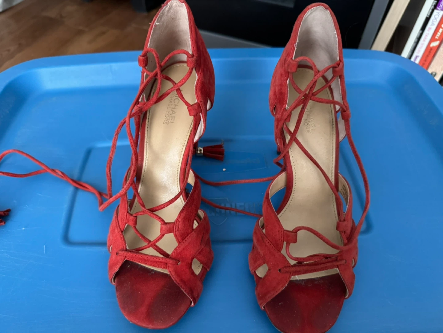 Michael Kors Red Suede Lace-Up Heels