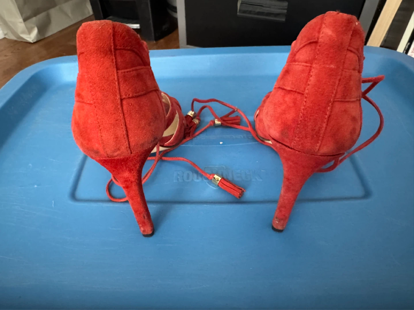 Michael Kors Red Suede Lace-Up Heels - photo 2