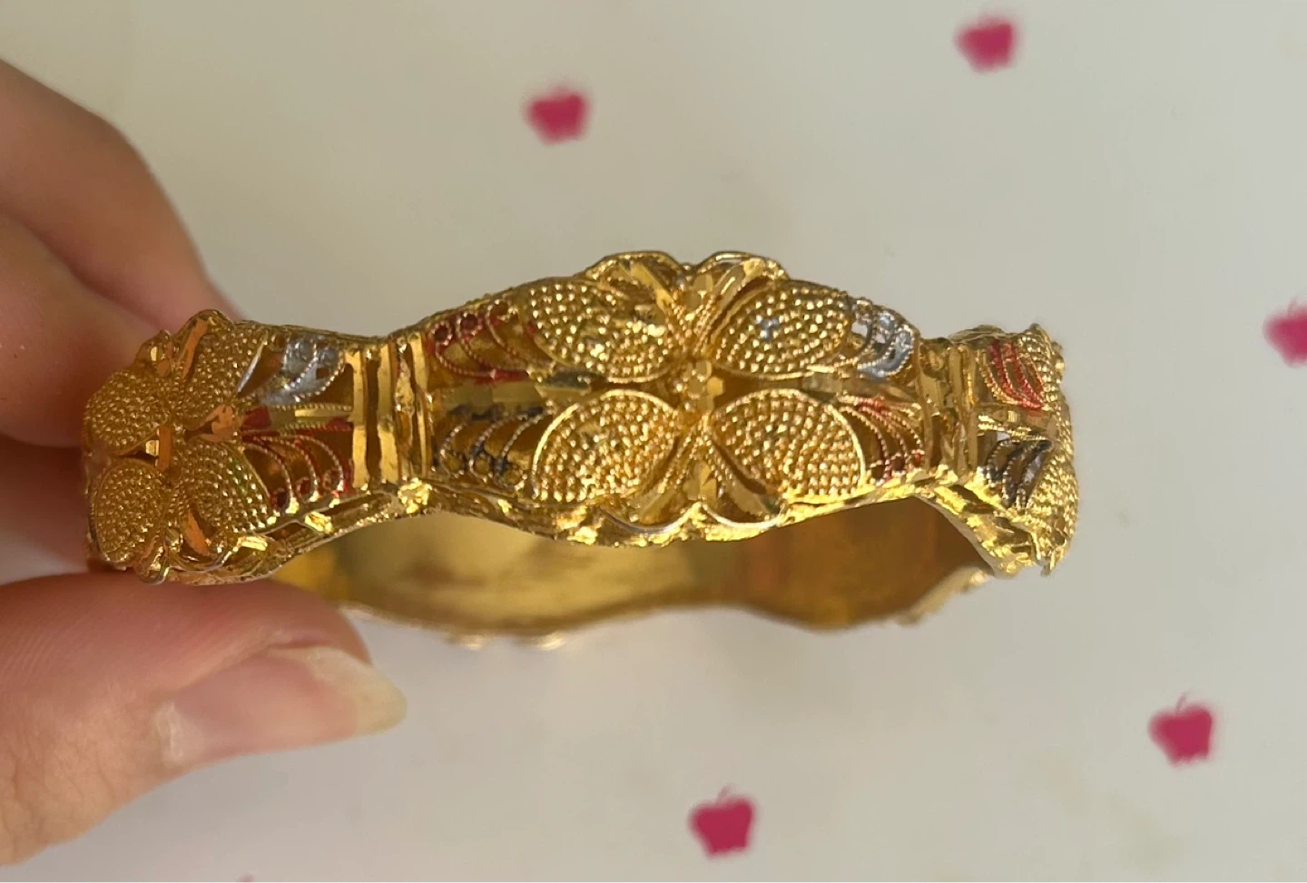 Ornate Gold-Tone Bangle Bracelet