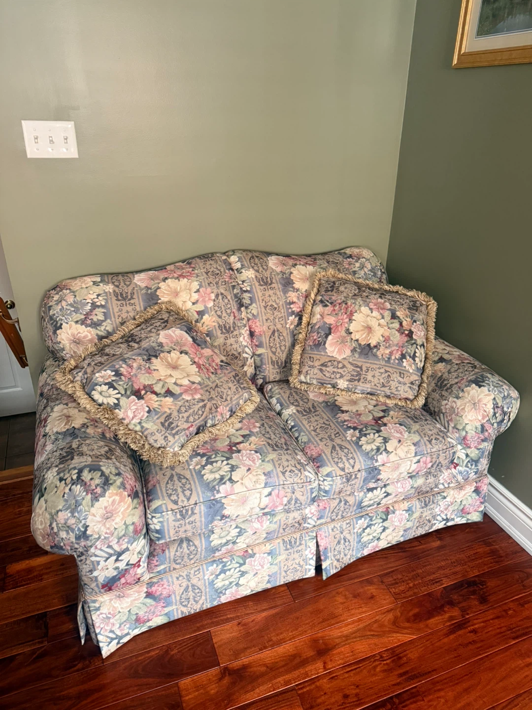 Floral Sofa with Decorative Pillows