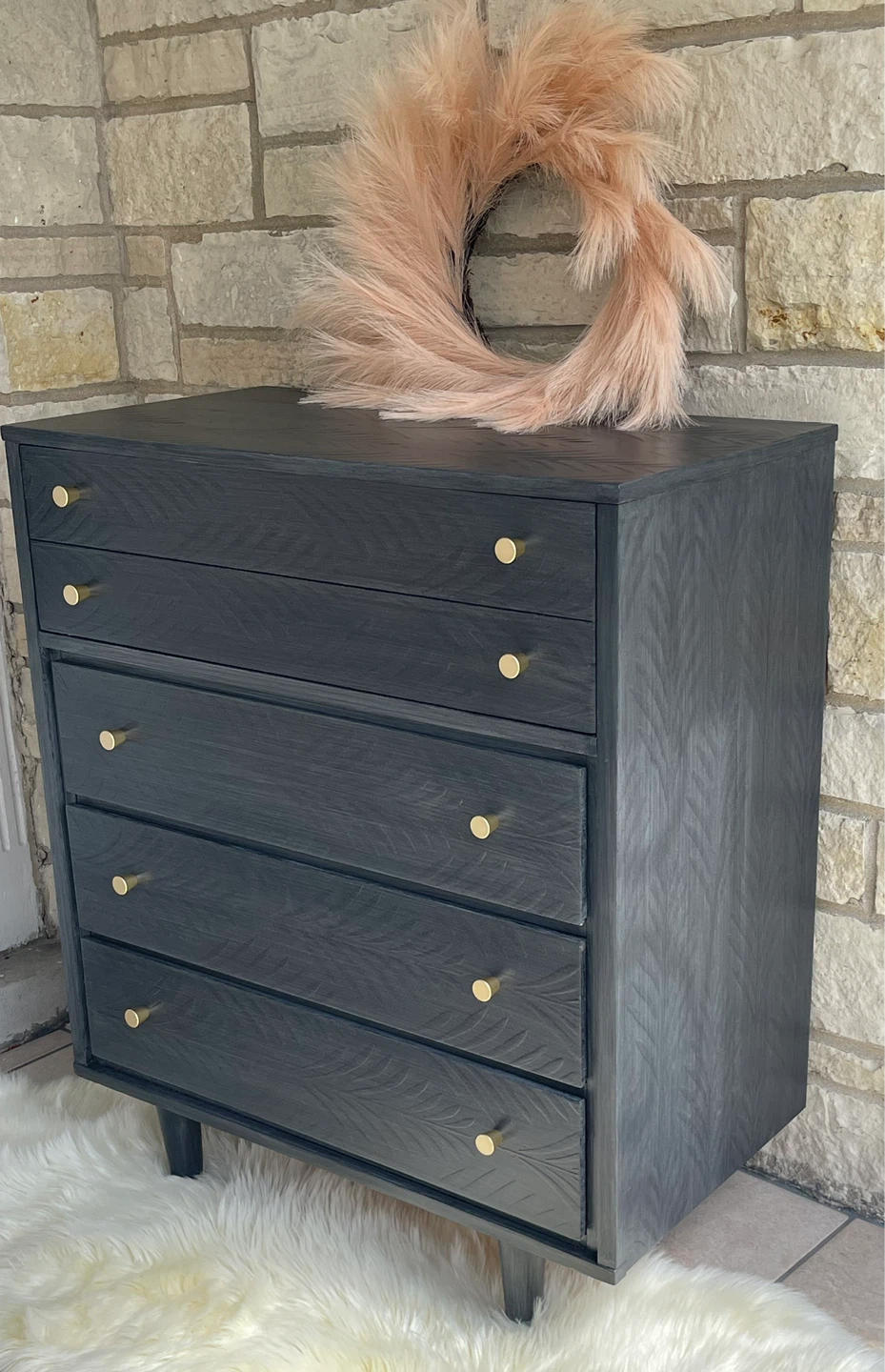 MCM 4 drawers dresser redone in Brushed Gray/Gold - photo 4
