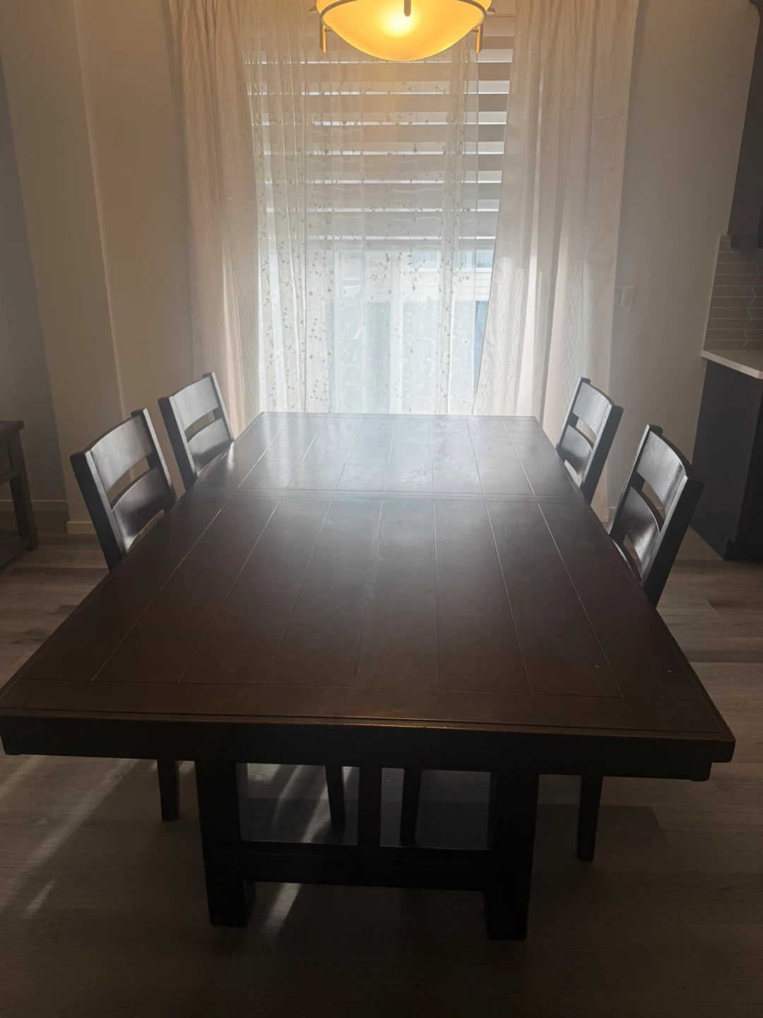 Dark Wood Dining Table with 6 Chairs