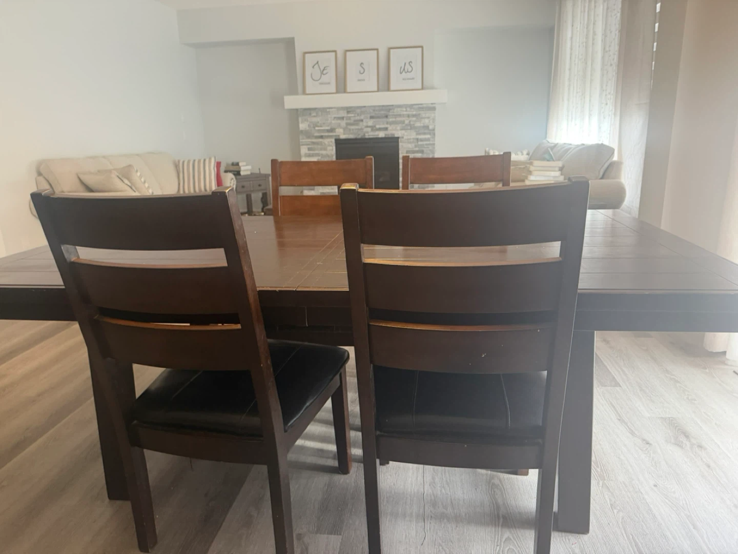 Dark Wood Dining Table with 6 Chairs - photo 4