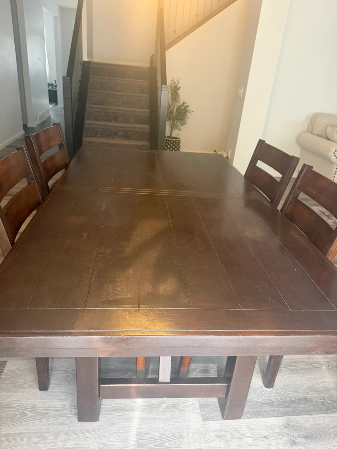 Dark Wood Dining Table with 6 Chairs - photo 5