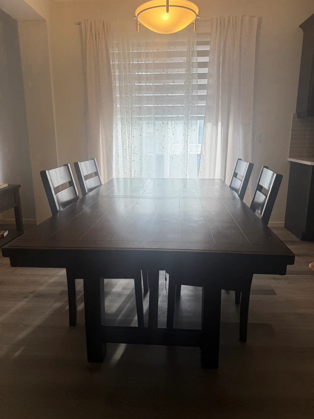 Dark Wood Dining Table with 6 Chairs - photo 3