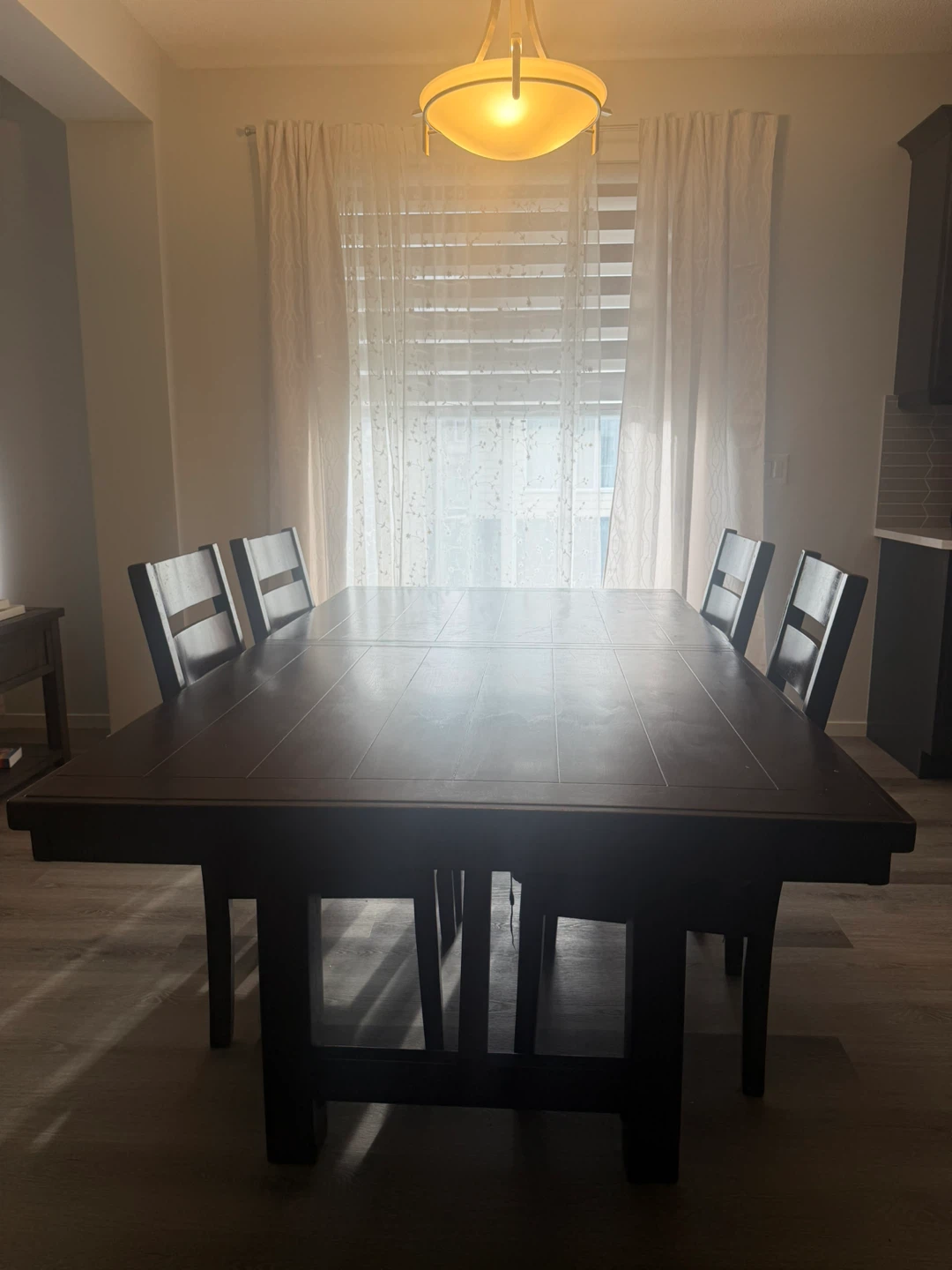 Dark Wood Dining Table with 6 Chairs - photo 2