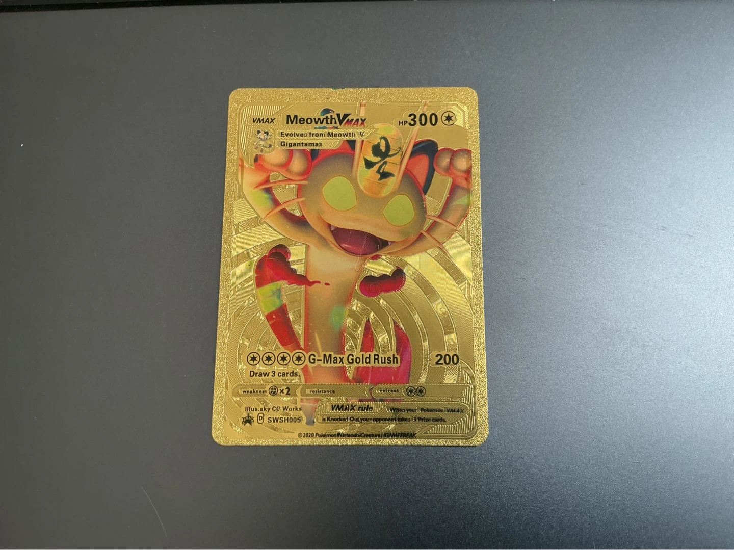 Pokemon Gold Meowth VMAX Card - photo 2