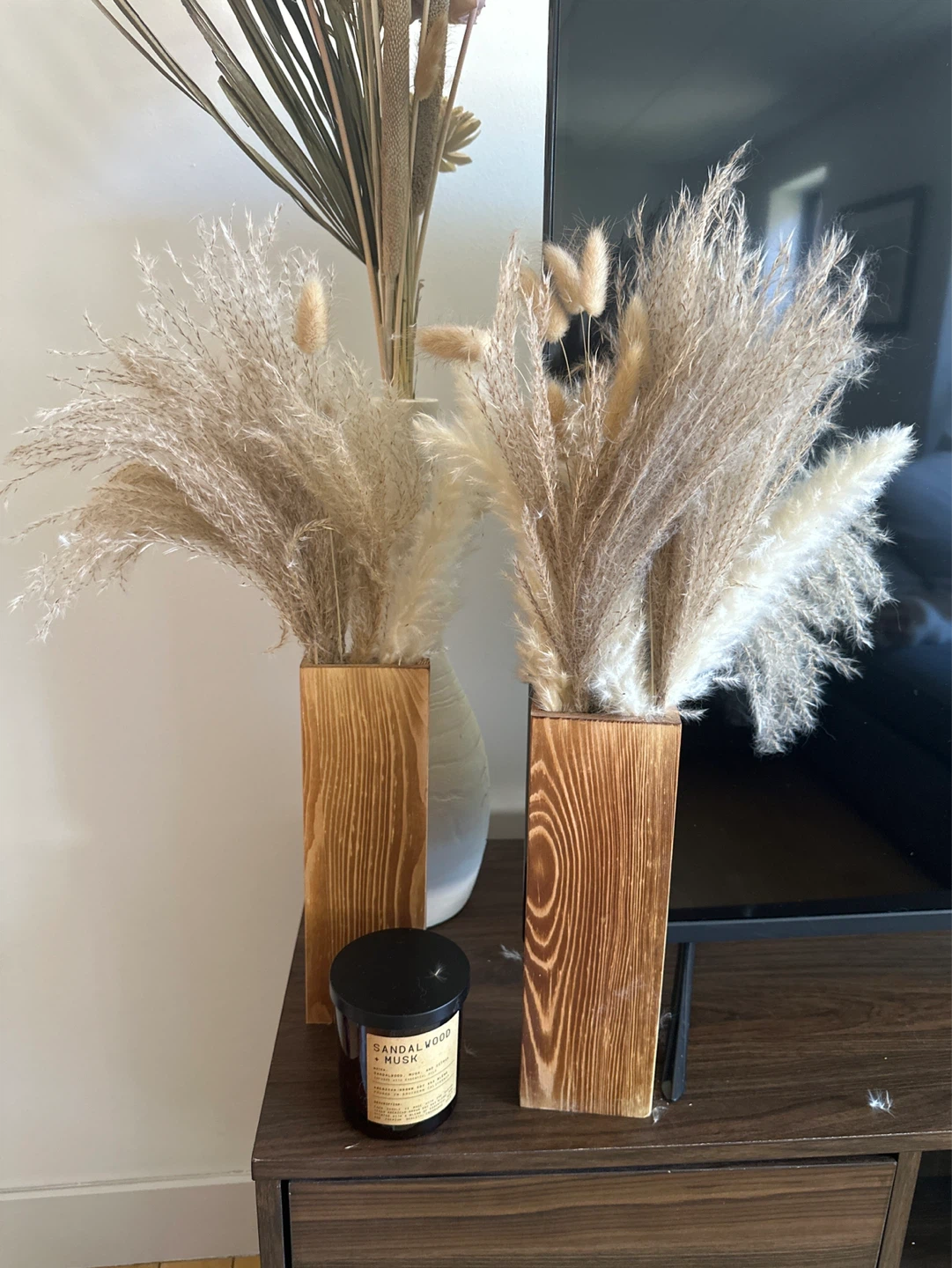 Wooden Vase with Dried Flowers (2 available) Wall hanging