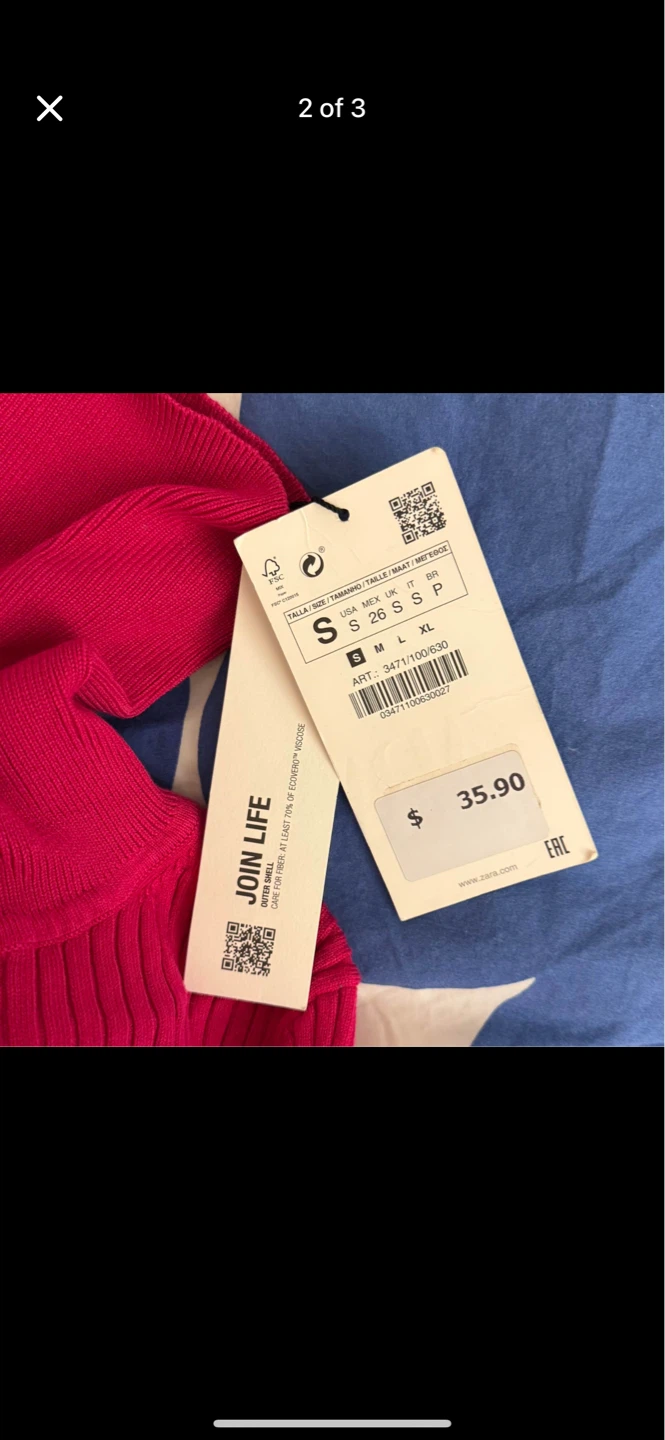Zara Ribbed Knit Turtleneck Sweater - Pink - Size S - photo 2
