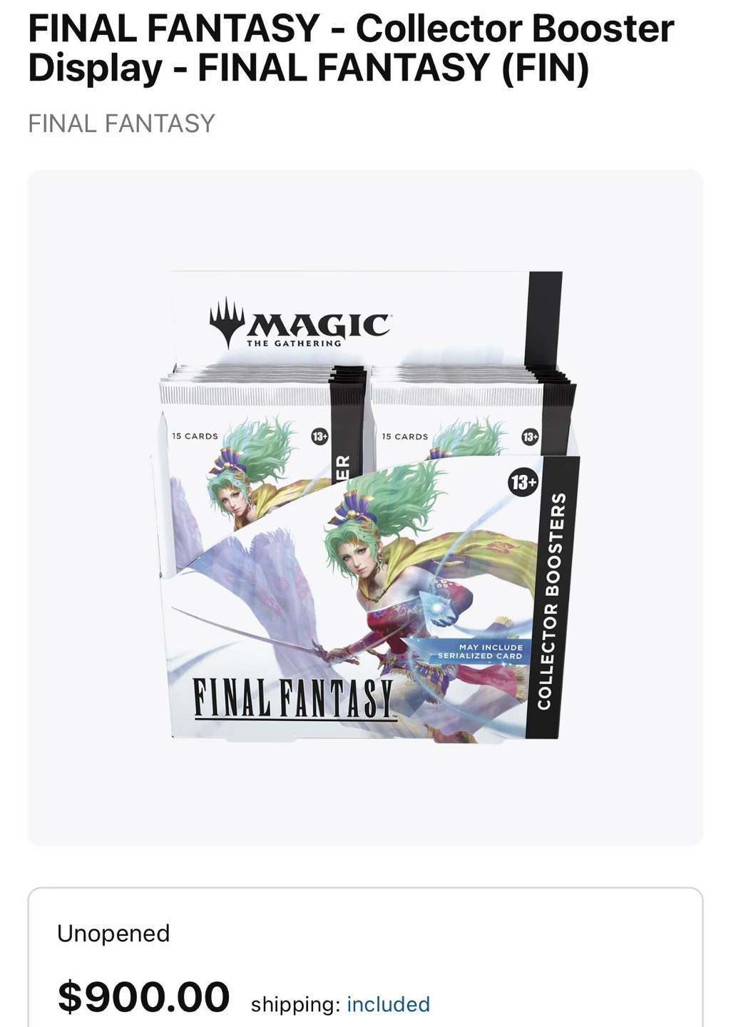 FINAL FANTASY - Collector Booster Display - FINAL FANTASY (FIN) - photo 3