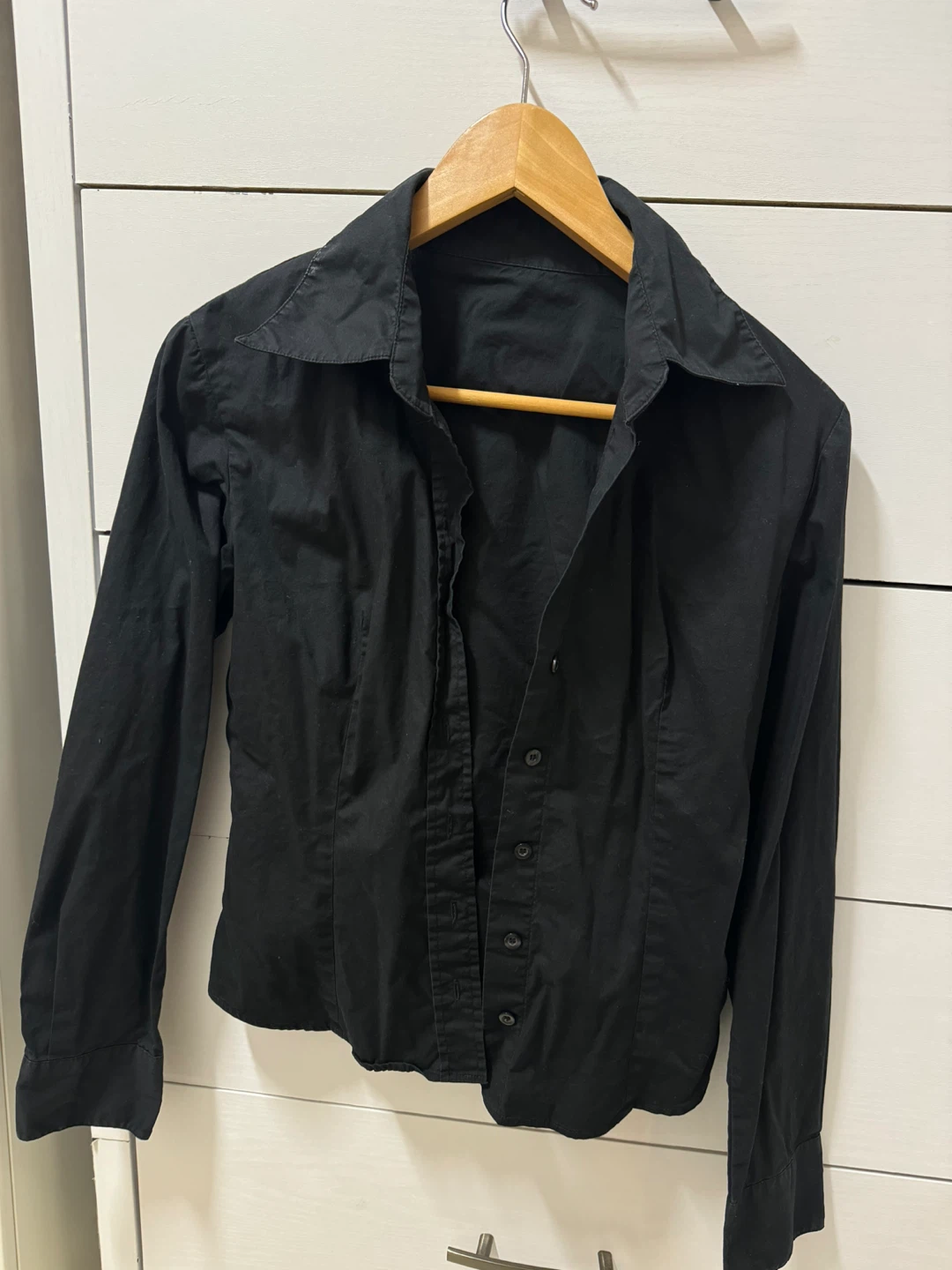 Black Long-Sleeve Button-Up Shirt