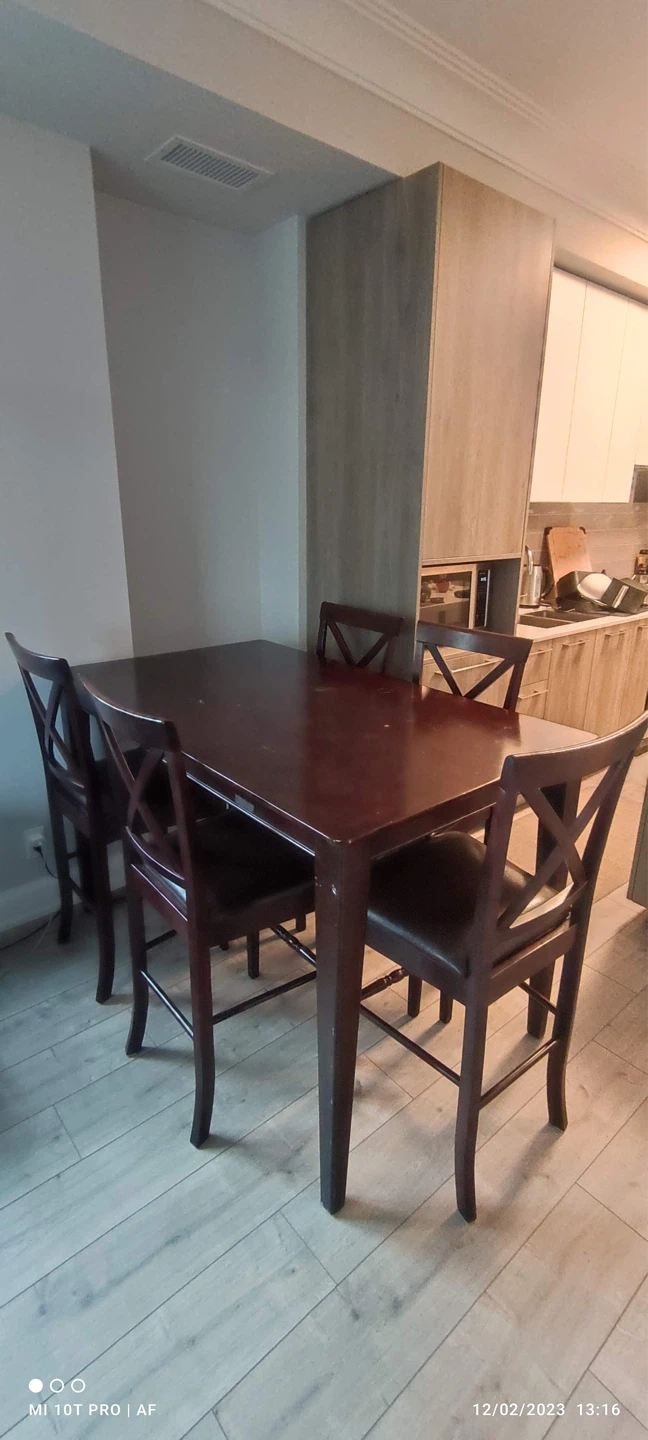 Dark Wood Counter Height Dining Set - 4 Chairs - photo 2